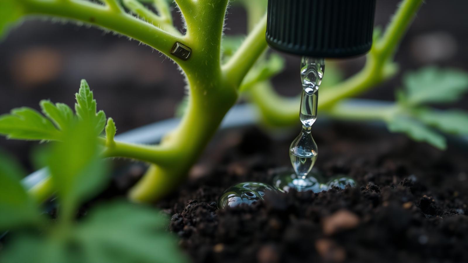 Drip laterals running across a green farm field at sunrise